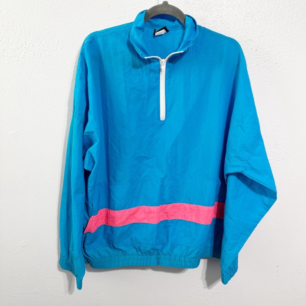 Cyrk vintage volleyball Sporty Blue and Pink Windbreaker with Stand-Up Collar m
